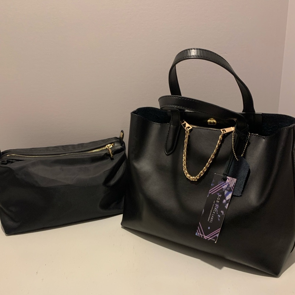 Black Italian leather handbag - Picture 2 of 3
